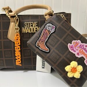 Steve Madden Brown and Tan Dancing Queen Handbag with Wristlet